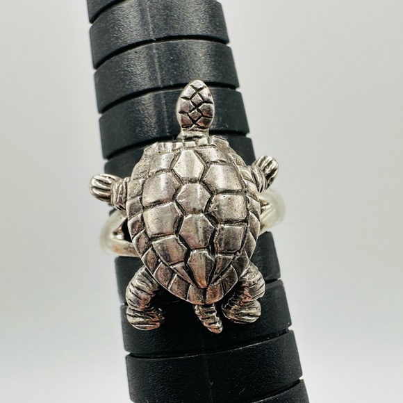 STERLING SILVER 925 Vintage Moveable Turtle Ring, Size 6.75 - Picture 8 of 13